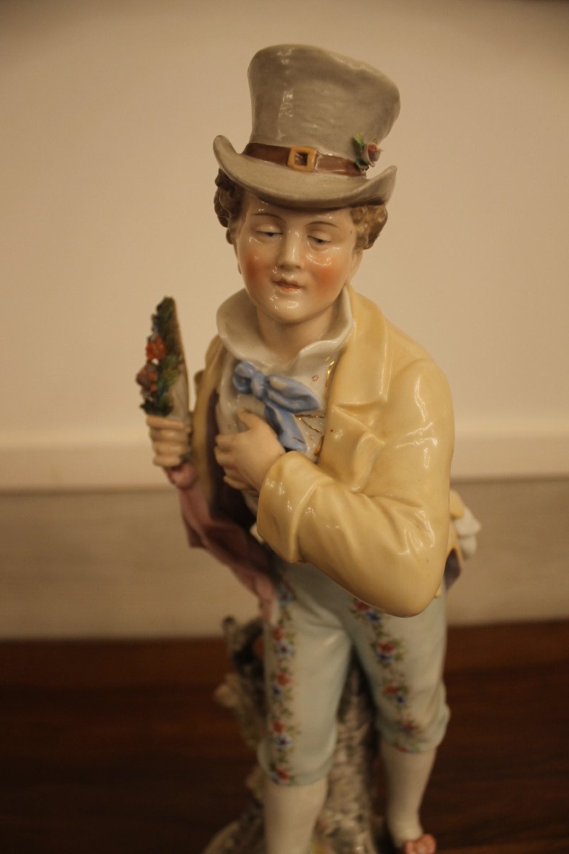 Couple Galant En Porcelaine De Meissen-photo-4