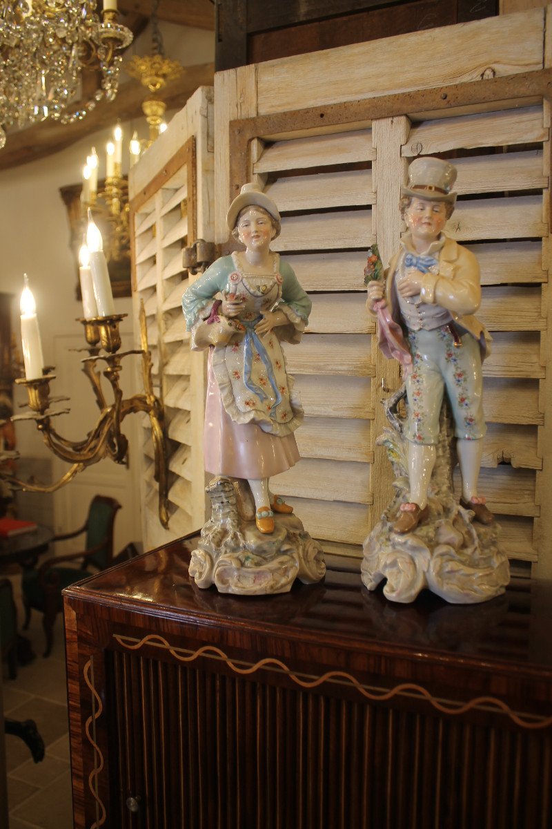 Couple Galant En Porcelaine De Meissen-photo-7