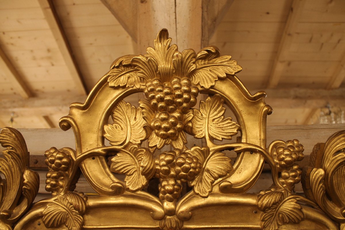 Provençal Mirror With Closed Glasses In Carved And Gilded Wood, Louis XV Period-photo-3