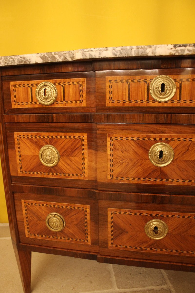 Small Louis XVI Inlaid Commode, Work From Eastern France Late 18th Century-photo-2