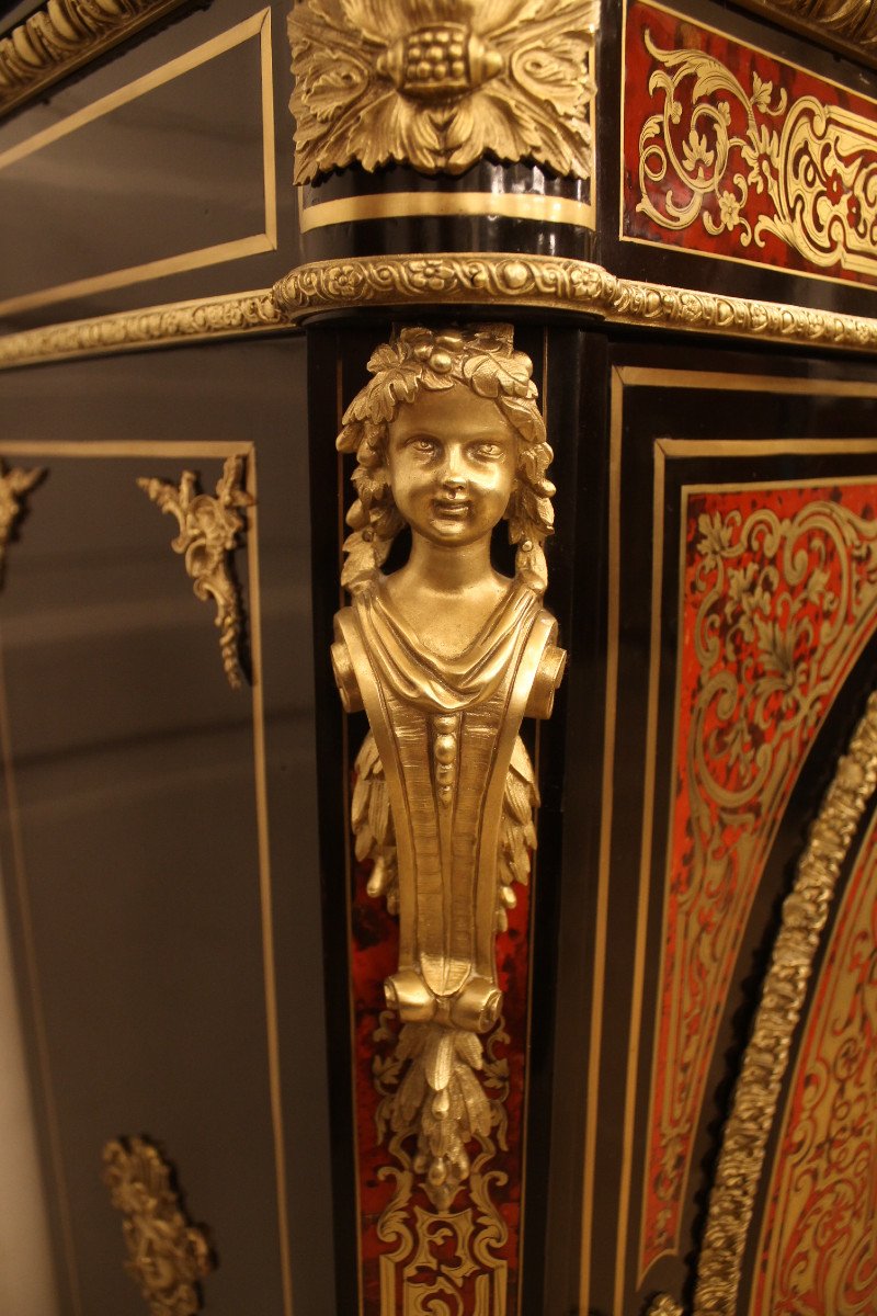 Support Height Furniture In Boulle Marquetry, Napoleon III Period-photo-2