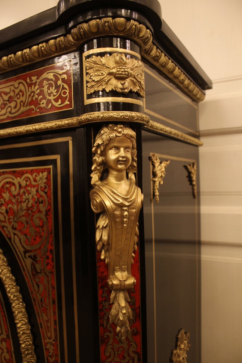 Support Height Furniture In Boulle Marquetry, Napoleon III Period-photo-4