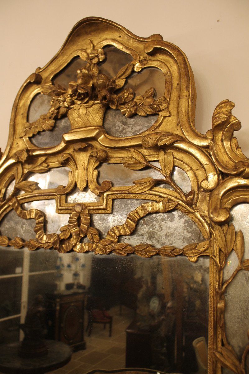 Large Provencal Mirror With Parecloses, Louis XV Period-photo-2