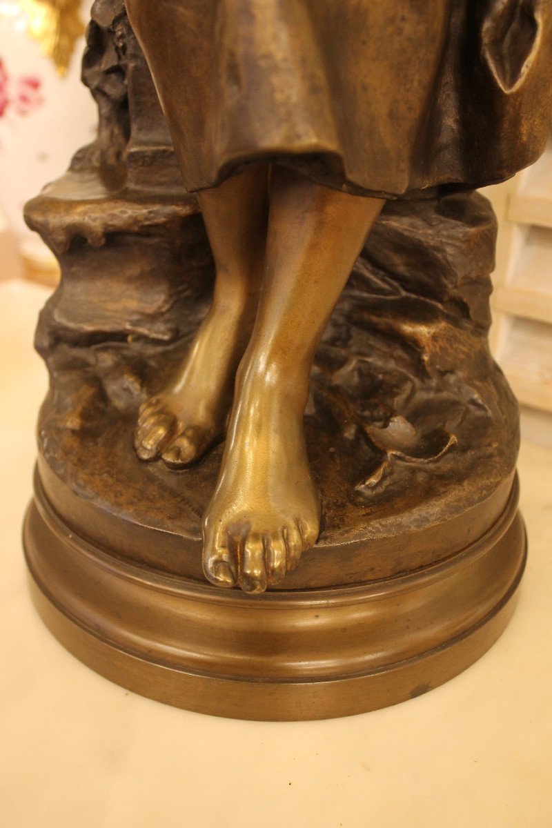 Moreau Mathurin (1822-1912) - Jeune Fille à La Cruche, Grande Sculpture En Bronze-photo-6