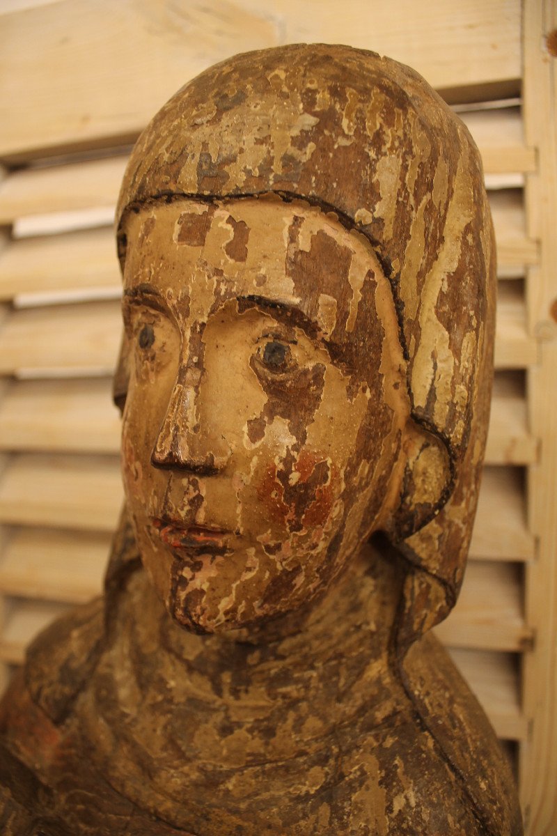 Sainte En Bois Sculpté Polychrome, Allemagne Fin XVIe Début XVIIe Siècle-photo-1