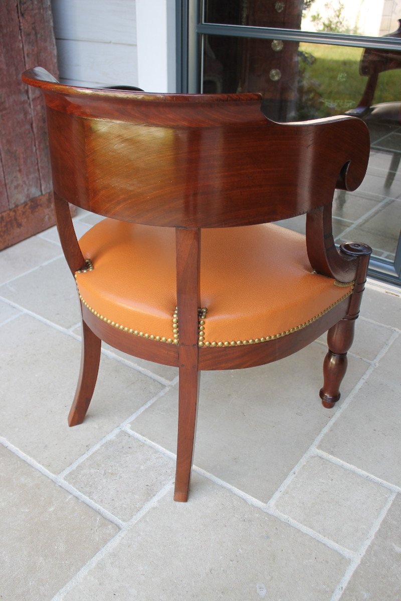 Large Mahogany Office Armchair, Restoration Period-photo-2
