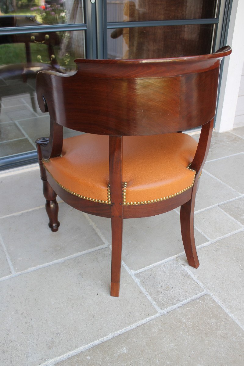Large Mahogany Office Armchair, Restoration Period-photo-3