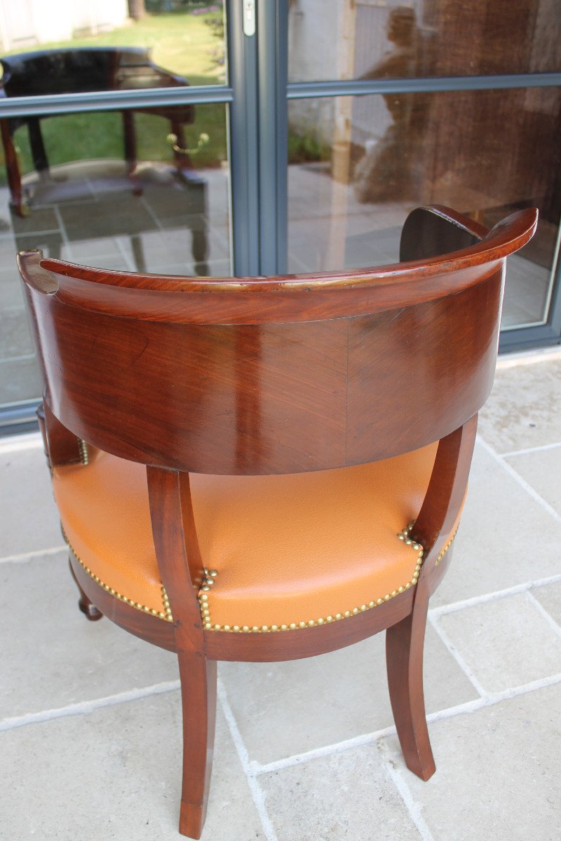 Large Mahogany Office Armchair, Restoration Period-photo-4