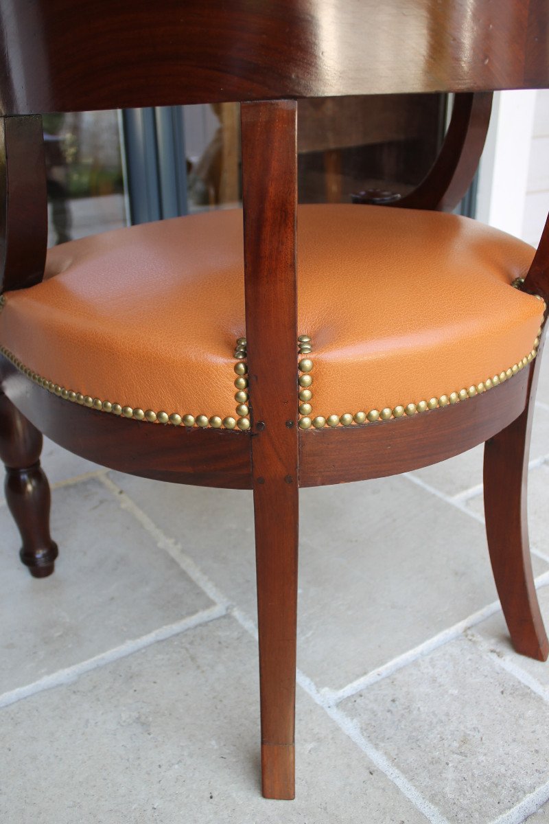 Large Mahogany Office Armchair, Restoration Period-photo-5