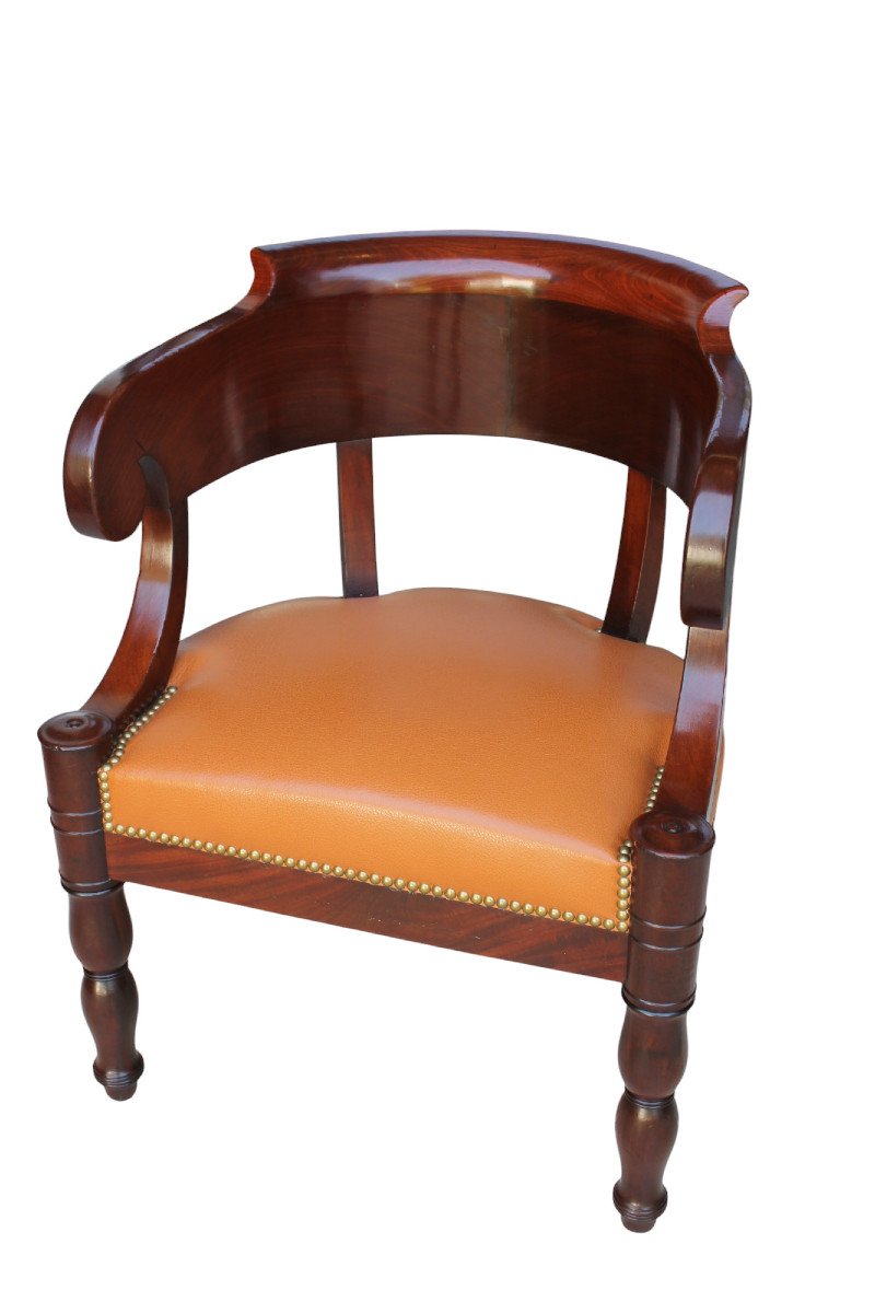 Large Mahogany Office Armchair, Restoration Period