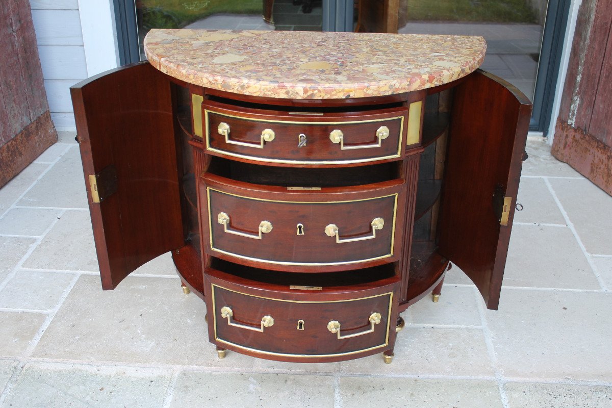 Louis XVI Half Moon Chest Of Drawers, End Of The 18th Century-photo-1