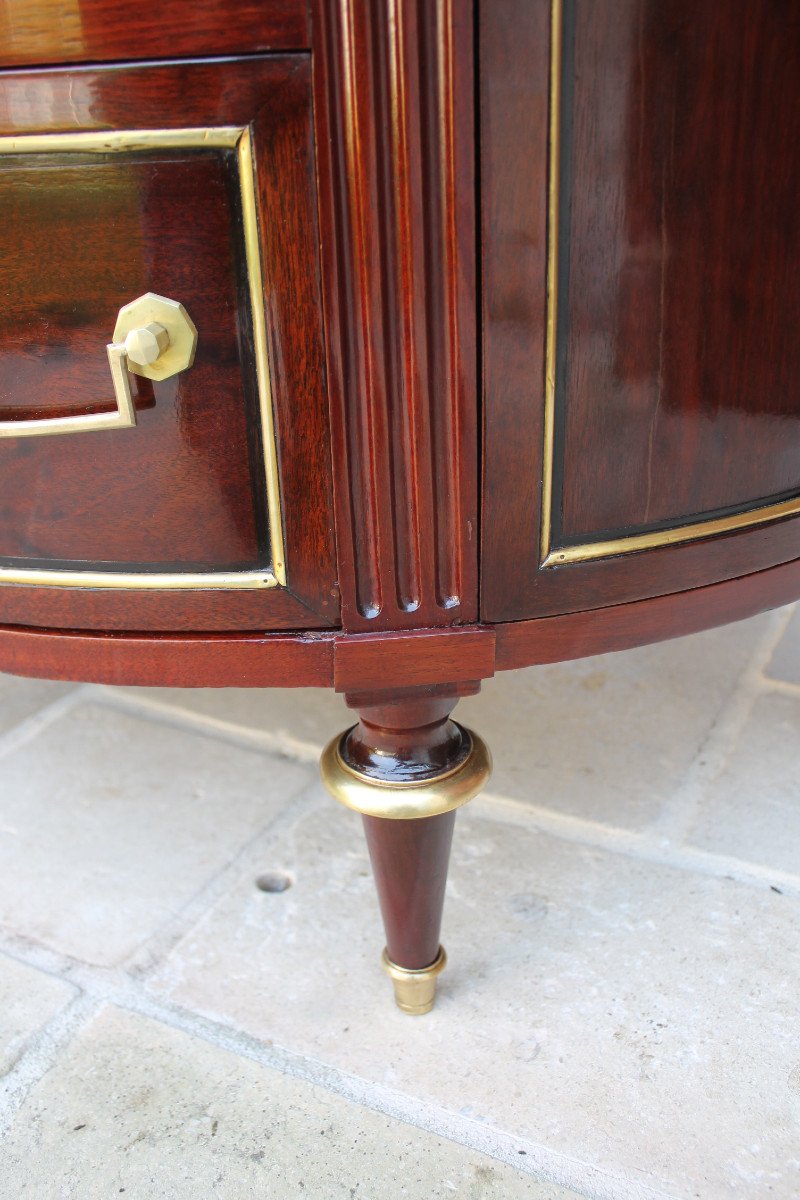 Louis XVI Half Moon Chest Of Drawers, End Of The 18th Century-photo-3