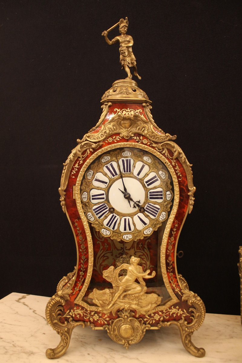 Louis XV Cartel And Console In Boulle Marquetry, A Dubois Stamp-photo-2