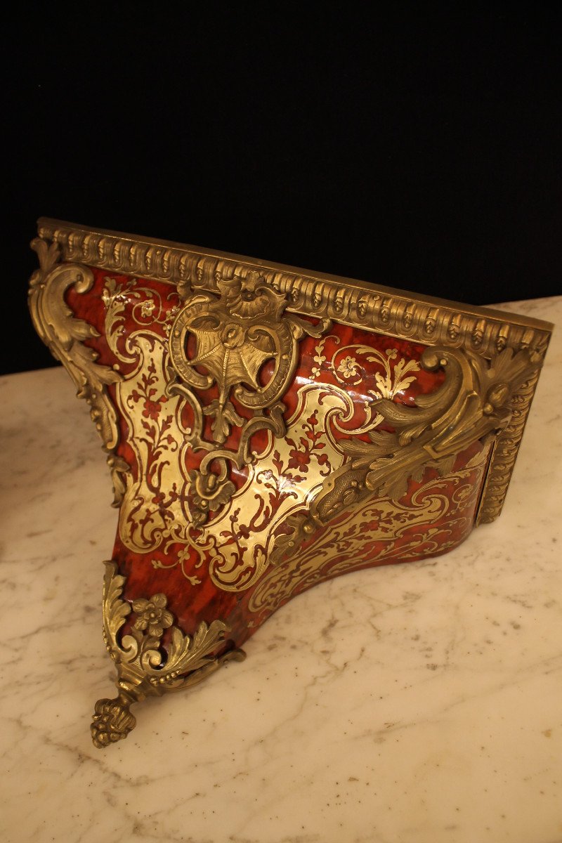 Louis XV Cartel And Console In Boulle Marquetry, A Dubois Stamp-photo-4