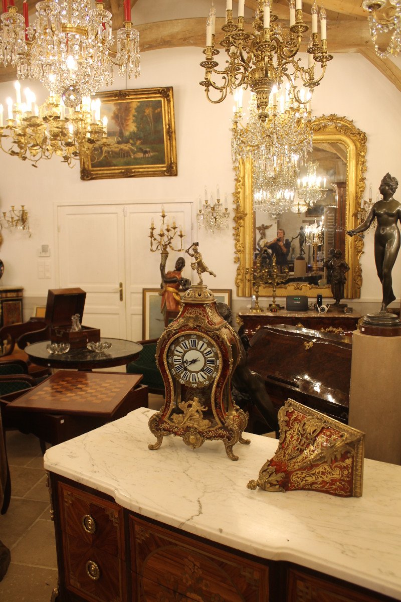 Louis XV Cartel And Console In Boulle Marquetry, A Dubois Stamp-photo-8