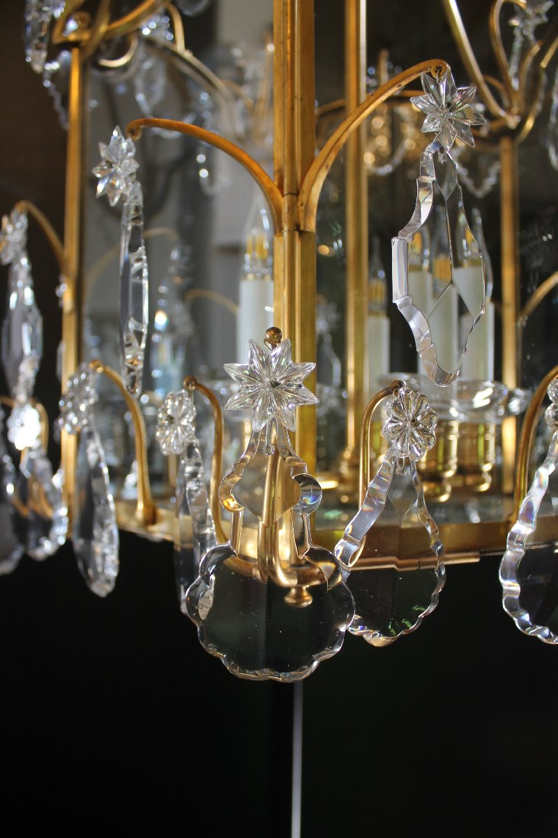 Baccarat – Large Lantern In Bronze And Crystal, Circa 1900-photo-3