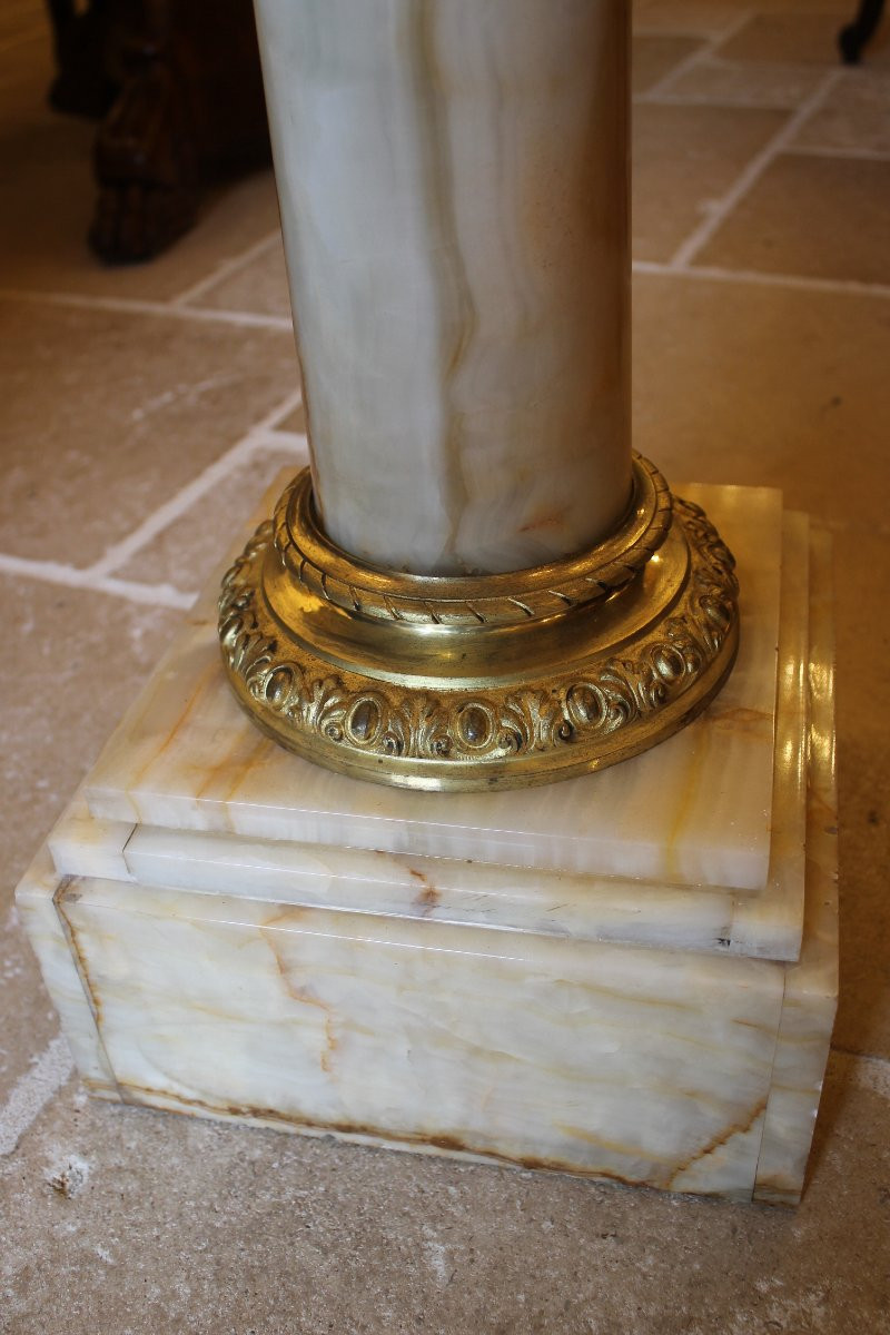 Colonne en onyx et bronze doré, époque XIXème siècle-photo-2