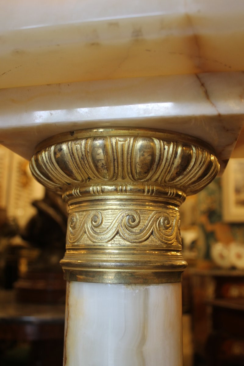 Colonne en onyx et bronze doré, époque XIXème siècle-photo-3