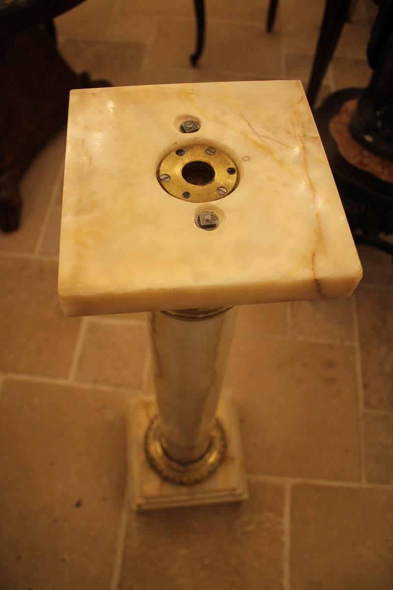 Colonne en onyx et bronze doré, époque XIXème siècle-photo-6