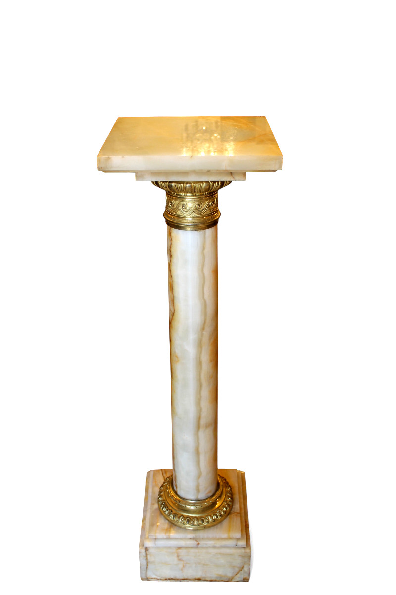 Colonne en onyx et bronze doré, époque XIXème siècle
