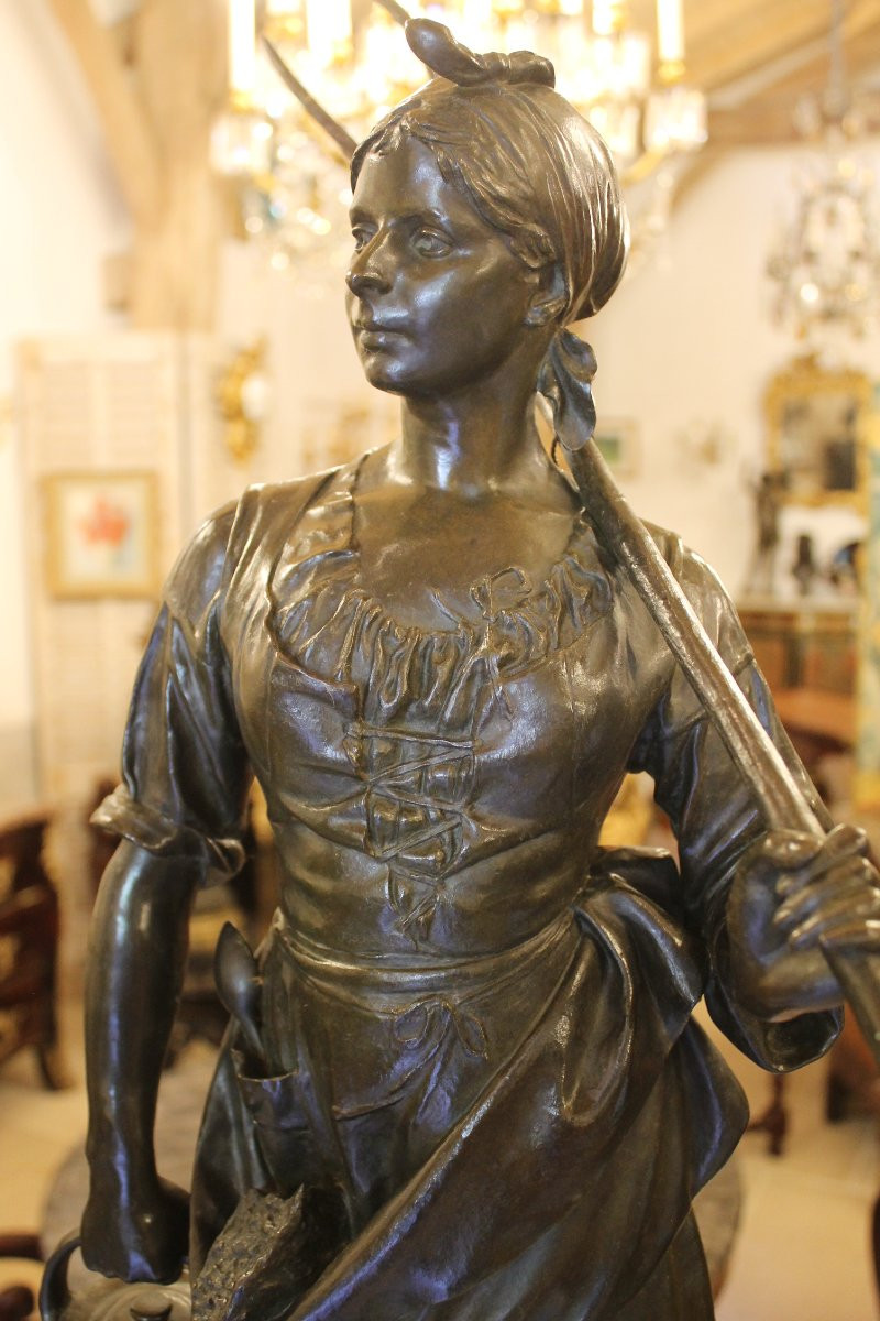 BOUILLON Henri (1864-1934)– Porteuse aux champs, important bronze-photo-3