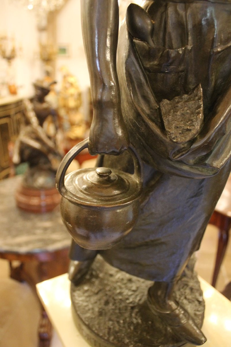 BOUILLON Henri (1864-1934)– Porteuse aux champs, important bronze-photo-6