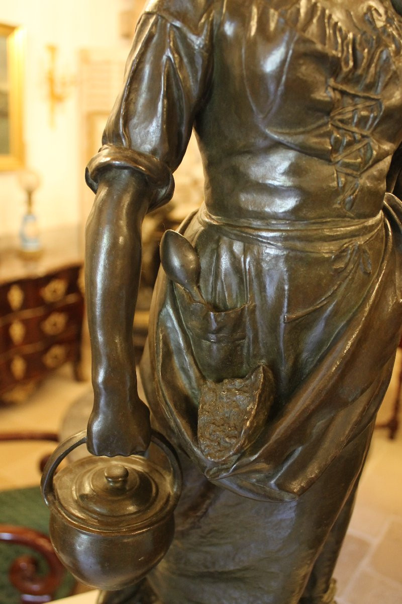 BOUILLON Henri (1864-1934)– Porteuse aux champs, important bronze-photo-7