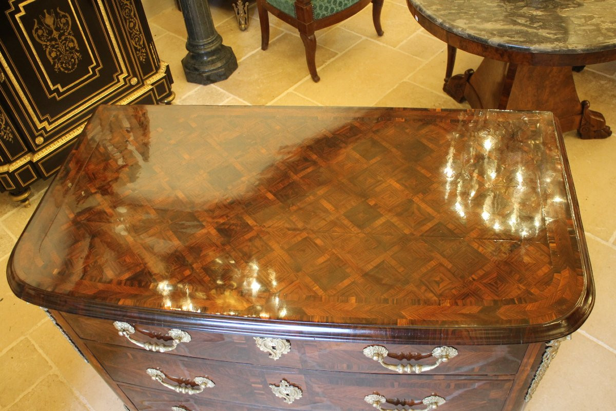 Louis XIV Chest Of Drawers Inlaid With Rosewood, Bronzes With Crowned R-photo-4