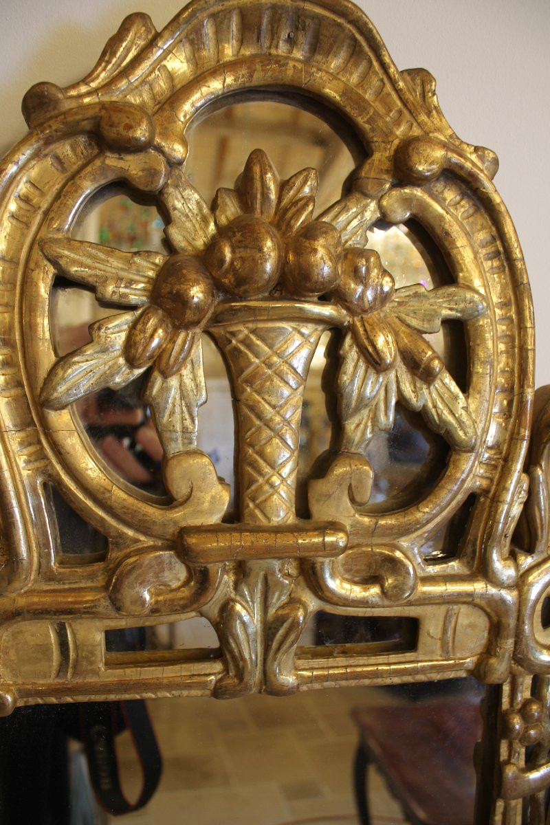 Louis XV Period Giltwood Mirror With Side Panels-photo-4