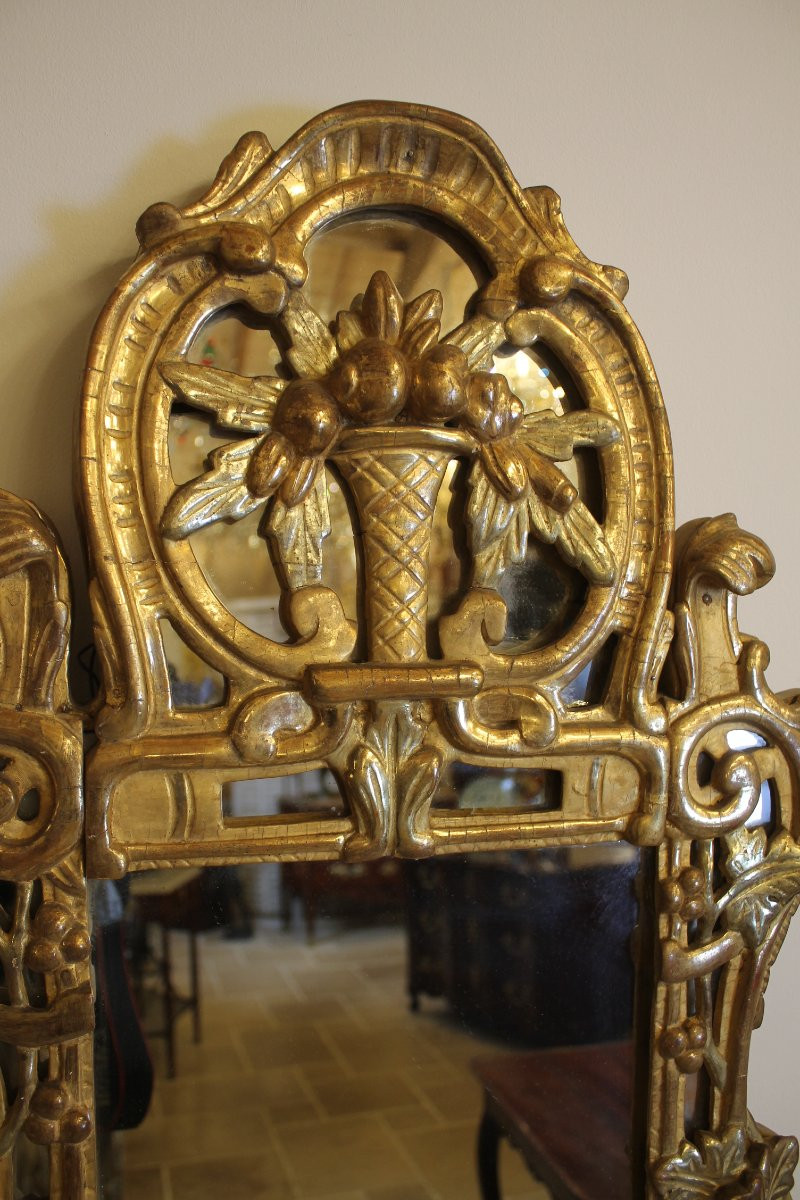 Louis XV Period Giltwood Mirror With Side Panels-photo-3