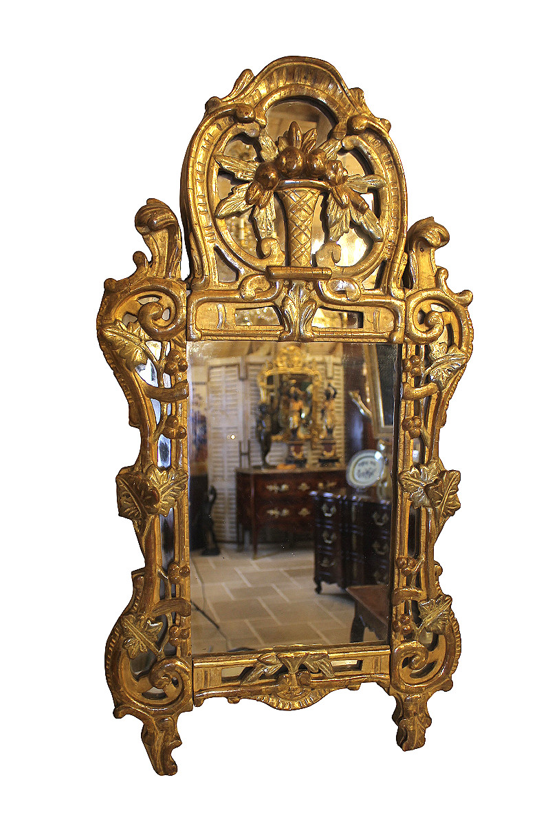 Louis XV Period Giltwood Mirror With Side Panels