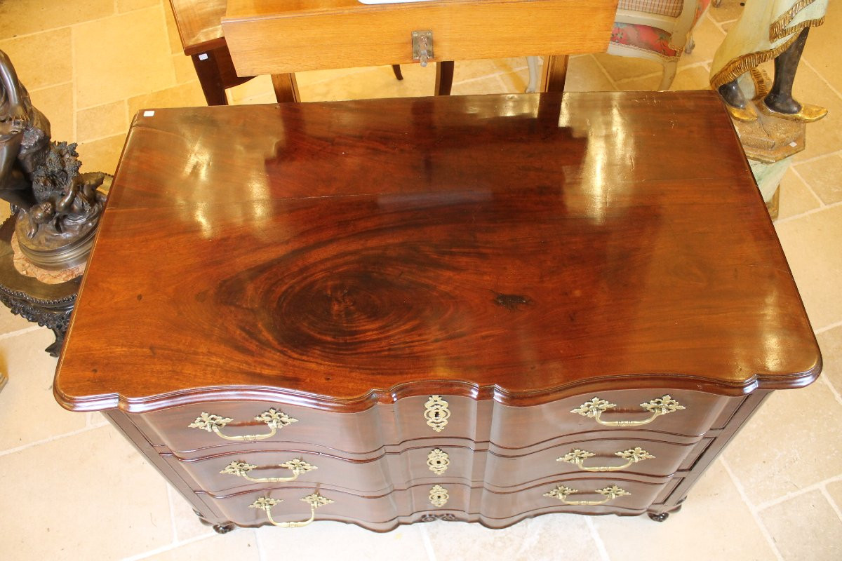 Louis XV Period Nantes-style Chest Of Drawers In Solid Mahogany-photo-2