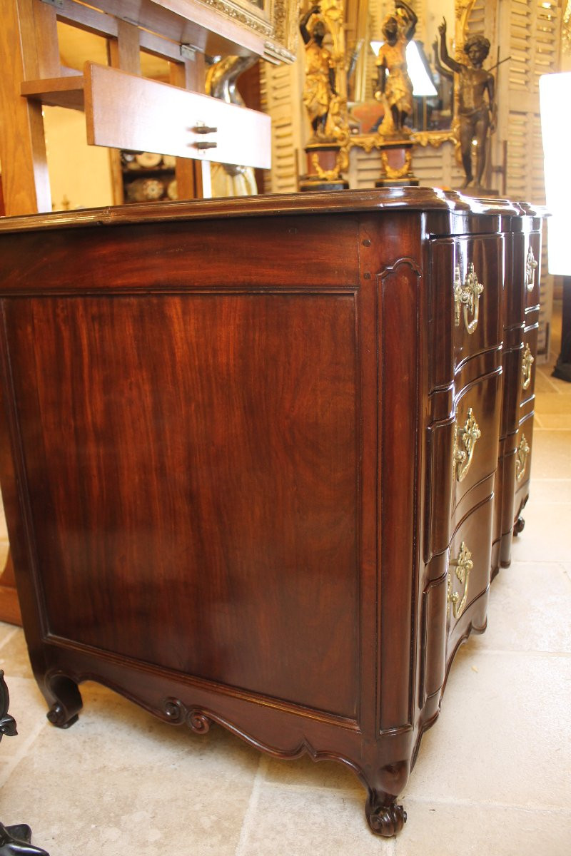 Louis XV Period Nantes-style Chest Of Drawers In Solid Mahogany-photo-4