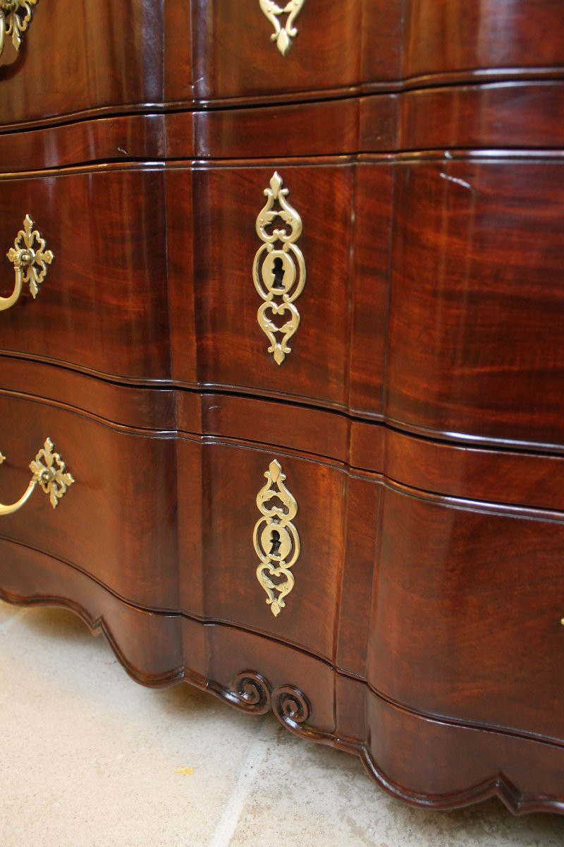 Louis XV Period Nantes-style Chest Of Drawers In Solid Mahogany-photo-4
