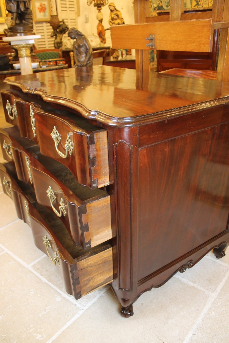 Louis XV Period Nantes-style Chest Of Drawers In Solid Mahogany-photo-6