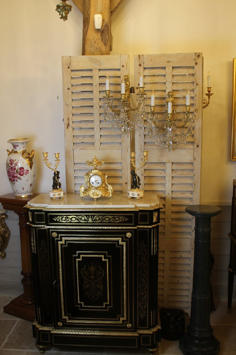 Paire d'appliques au satyre à la trompette en bronze et cristal, époque Napoléon III-photo-8