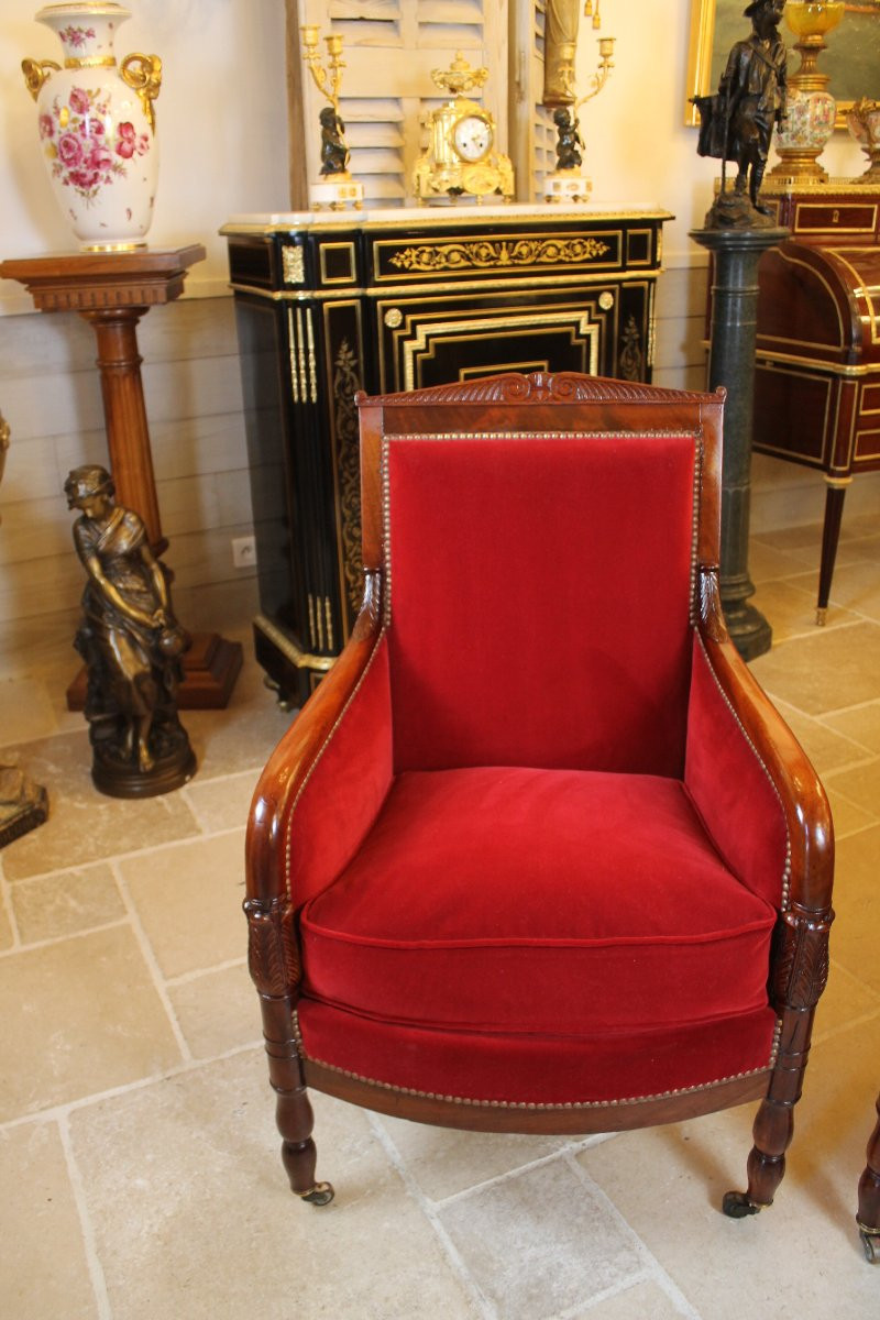 Pair Of Mahogany Armchairs, Restoration Period-photo-4
