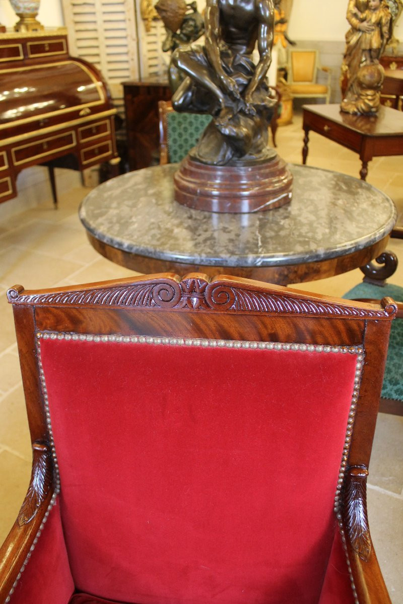 Pair Of Mahogany Armchairs, Restoration Period-photo-3