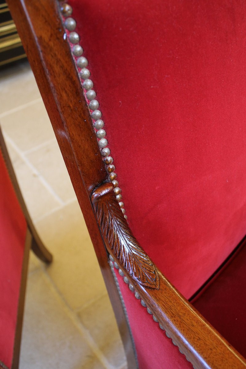 Pair Of Mahogany Armchairs, Restoration Period-photo-6