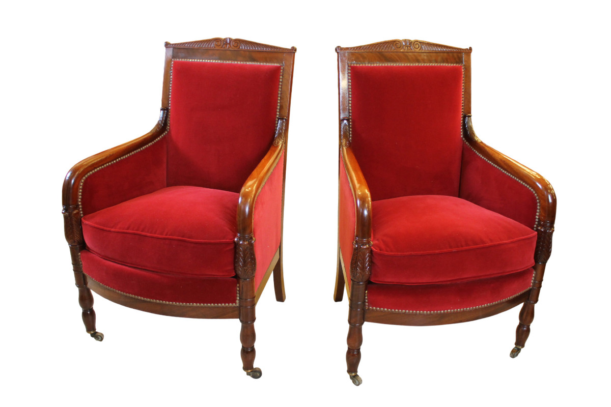Pair Of Mahogany Armchairs, Restoration Period