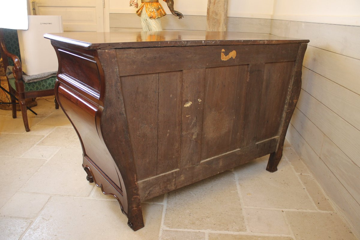 Louis XV Period Mahogany Commode With Tomb-like Top, Bordeaux-photo-8