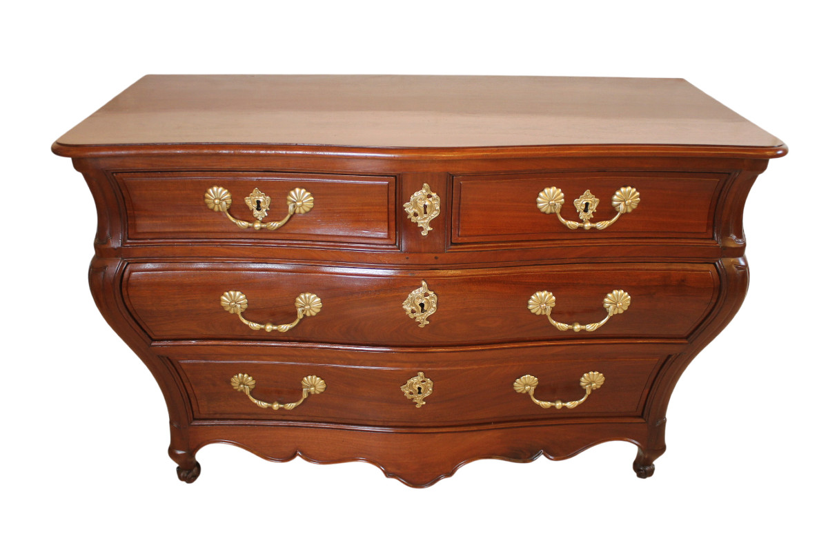 Louis XV Period Mahogany Commode With Tomb-like Top, Bordeaux