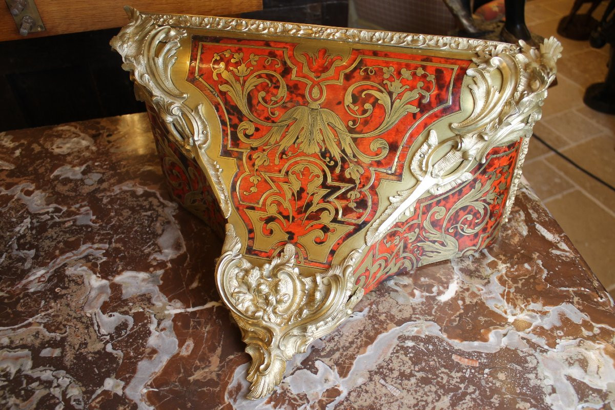 Cartel And Console In Boulle Marquetry, Louis XV Period, Claude Du Grand Mesnil Watchmaker-photo-4