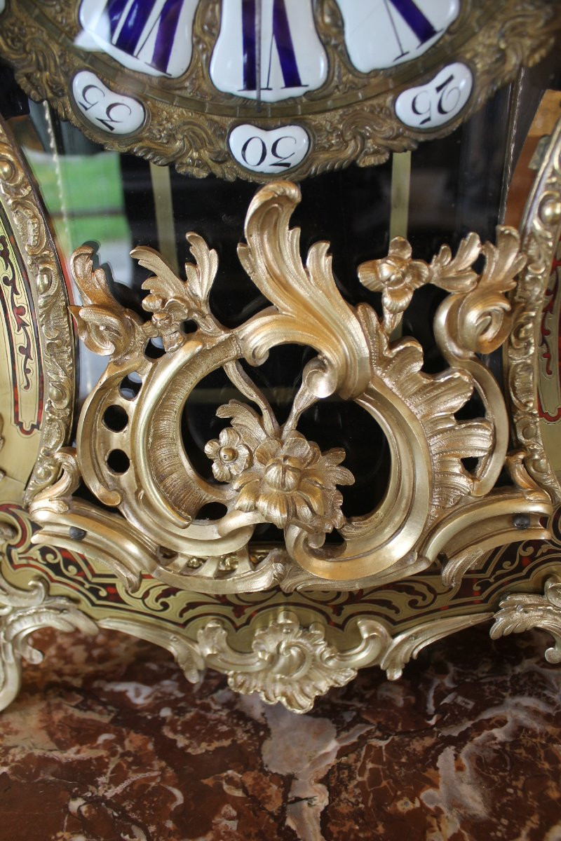 Cartel And Console In Boulle Marquetry, Louis XV Period, Claude Du Grand Mesnil Watchmaker-photo-3