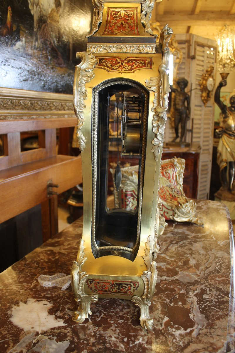 Cartel And Console In Boulle Marquetry, Louis XV Period, Claude Du Grand Mesnil Watchmaker-photo-4