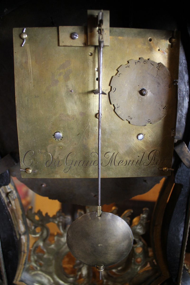 Cartel And Console In Boulle Marquetry, Louis XV Period, Claude Du Grand Mesnil Watchmaker-photo-7