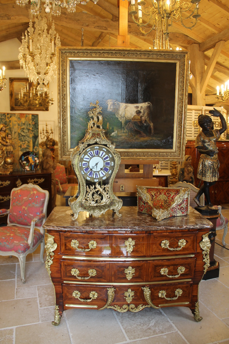 Cartel And Console In Boulle Marquetry, Louis XV Period, Claude Du Grand Mesnil Watchmaker-photo-8
