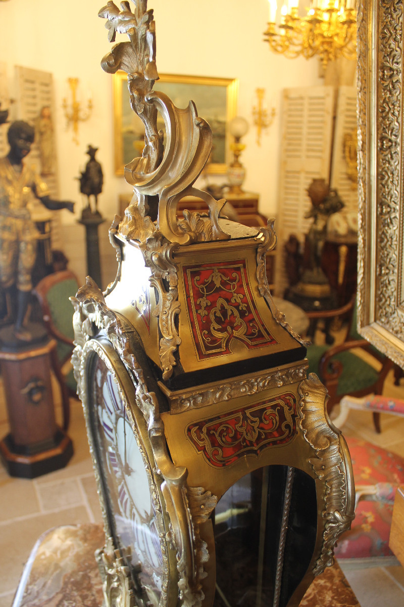 Cartel And Console In Boulle Marquetry, Louis XV Period, Claude Du Grand Mesnil Watchmaker-photo-2