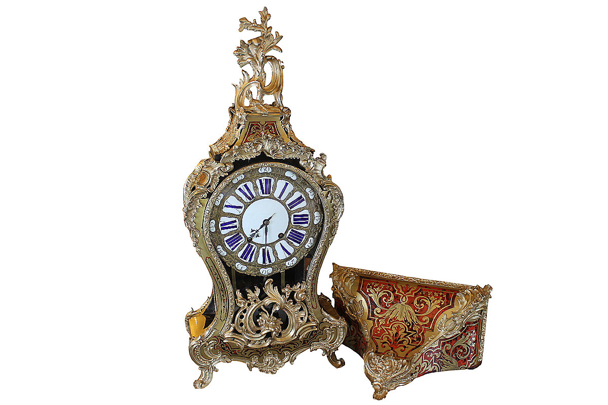 Cartel And Console In Boulle Marquetry, Louis XV Period, Claude Du Grand Mesnil Watchmaker