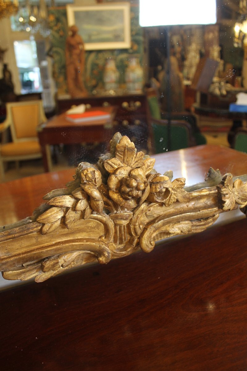 Grand miroir à parecloses en bois doré, époque Louis XV-photo-2